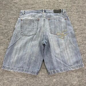 Sean John Vintage Y2K Baggy Denim Shorts Light Wash Embroidered Logo Mens 36